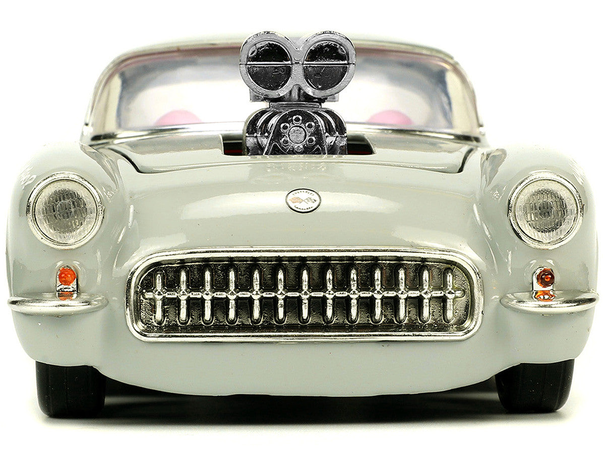 1957 Chevrolet Corvette Beige with Pink Interior with Bugs Bunny Figure "Looney Tunes" "Hollywood Rides" Series 1/24 Diecast Model Car by Jada by Jada