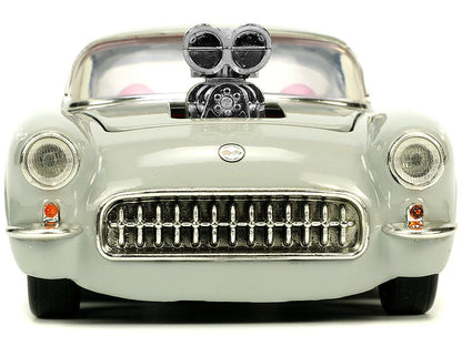 1957 Chevrolet Corvette Beige with Pink Interior with Bugs Bunny Figure "Looney Tunes" "Hollywood Rides" Series 1/24 Diecast Model Car by Jada by Jada