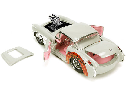 1957 Chevrolet Corvette Beige with Pink Interior with Bugs Bunny Figure "Looney Tunes" "Hollywood Rides" Series 1/24 Diecast Model Car by Jada by Jada