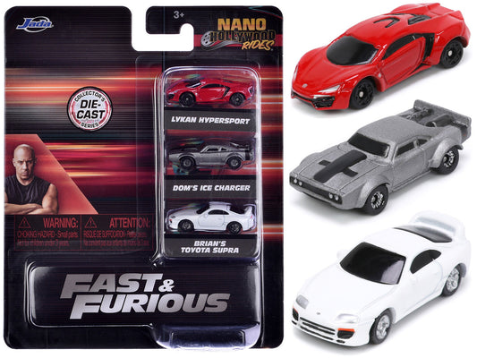 "Fast & Furious" Movie 3 piece Set Series 4 "Nano Hollywood Rides" Series Diecast Model Cars by Jada by Jada
