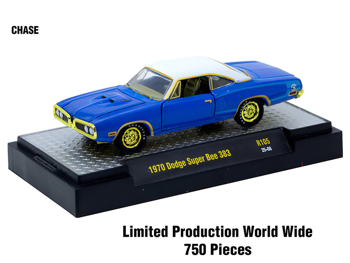 "Auto-Thentics" 6 piece Set Release 105 IN DISPLAY CASES Limited Edition 1/64 Diecast Model Cars by M2 Machines by M2