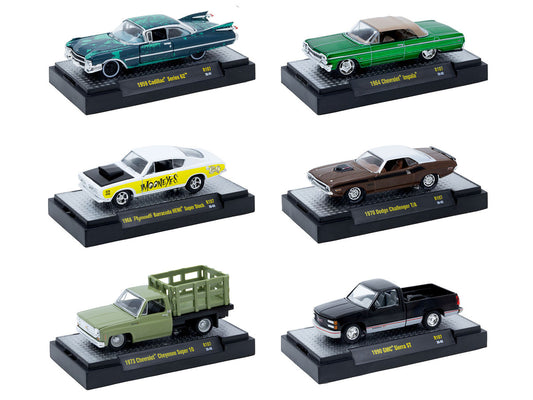 "Auto-Thentics" 6 piece Set Release 107 IN DISPLAY CASES Limited Edition 1/64 Diecast Model Cars by M2 Machines by M2