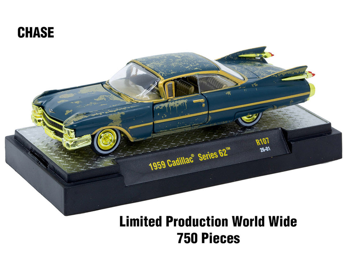 "Auto-Thentics" 6 piece Set Release 107 IN DISPLAY CASES Limited Edition 1/64 Diecast Model Cars by M2 Machines by M2