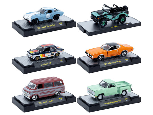 "Auto-Thentics" 6 piece Set Release 110 IN DISPLAY CASES Limited Edition 1/64 Diecast Model Cars by M2 Machines by M2