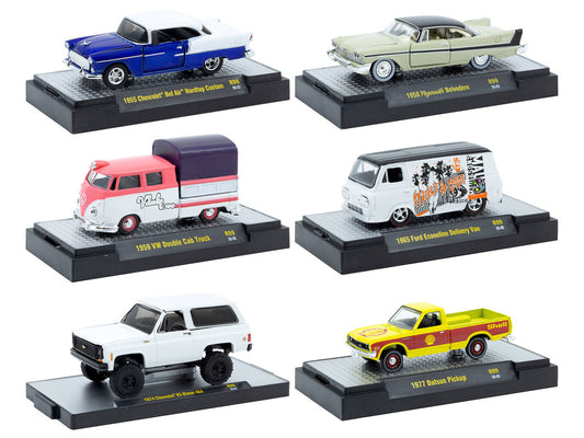 "Auto-Thentics" 6 piece Set Release 99 IN DISPLAY CASES Limited Edition 1/64 Diecast Model Cars by M2 Machines by M2