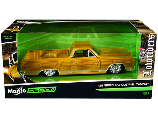 1965 Chevrolet El Camino Lowrider Gold Metallic with Graphics "Lowriders" Series 1/25 Diecast Model Car by Maisto by Maisto