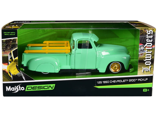 1950 Chevrolet 3100 Pickup Truck Lowrider Light Green with Gold Wheels "Lowriders" Series 1/24 Diecast Model Car by Maisto by Maisto
