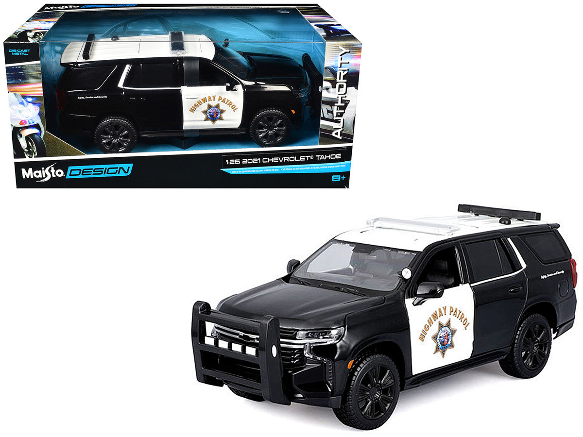 2021 Chevrolet Tahoe "California Highway Patrol" Black and White "Authority" "Maisto Design" Series 1/26 Diecast Model Car by Maisto by Maisto