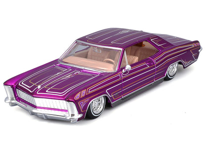 1965 Buick Riviera Lowrider Purple Metallic with Graphics "Lowriders" Series 1/26 Diecast Model Car by Maisto by Maisto