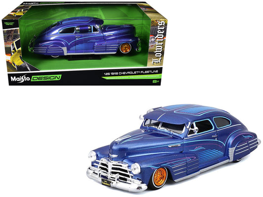 1948 Chevrolet Fleetline Lowrider Blue Metallic with Graphics "Maisto Design" Series 1/25 Diecast Model Car by Maisto by Maisto