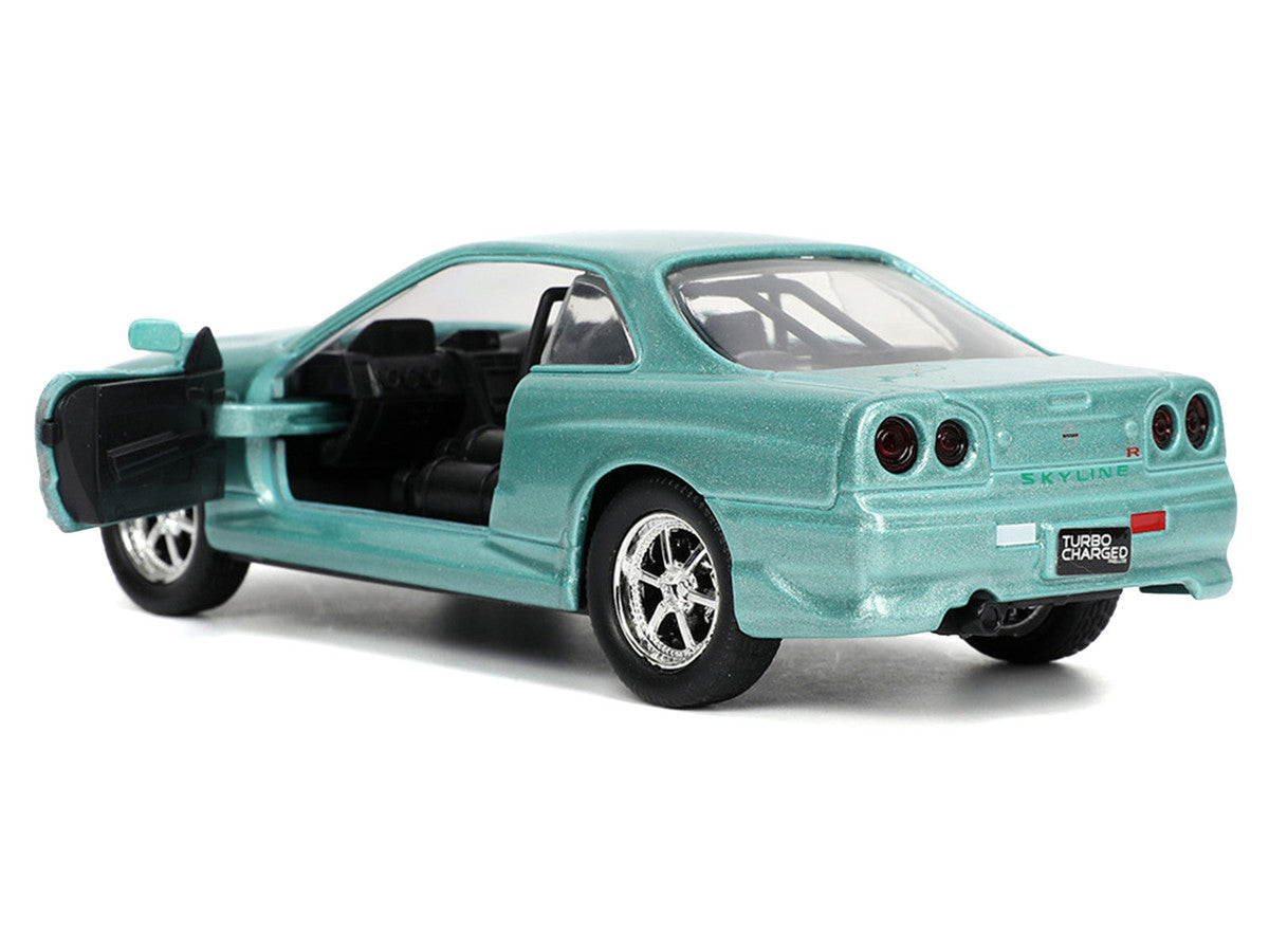 Brian's Nissan Skyline GT-R (BNR34) RHD (Right Hand Drive) Turquoise Metallic "Fast & Furious" Movie 1/32 Diecast Model Car by Jada by Jada