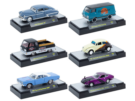 "Auto Meets" Set of 6 Cars IN DISPLAY CASES Release 92 Limited Edition 1/64 Diecast Model Cars by M2 Machines by M2