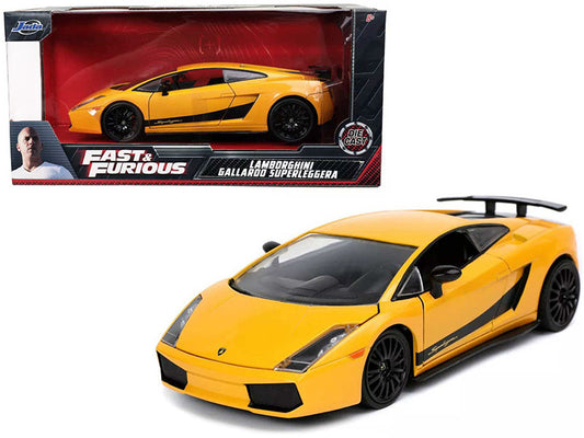 Lamborghini Gallardo Superleggera Yellow with Black Stripes "Fast & Furious" Movie 1/24 Diecast Model Car by Jada by Jada