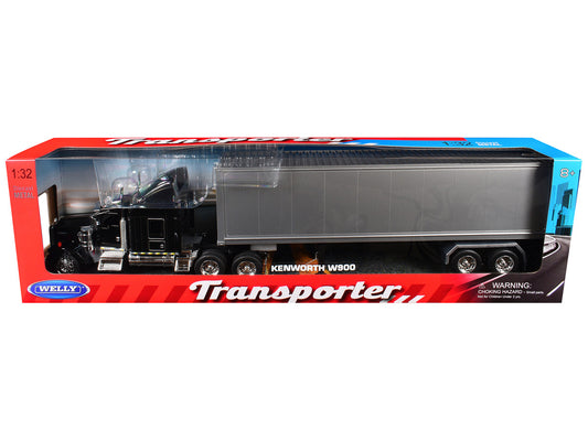 Kenworth W900 Truck Black with Gray Container 1/32 Diecast Model by Welly by Welly