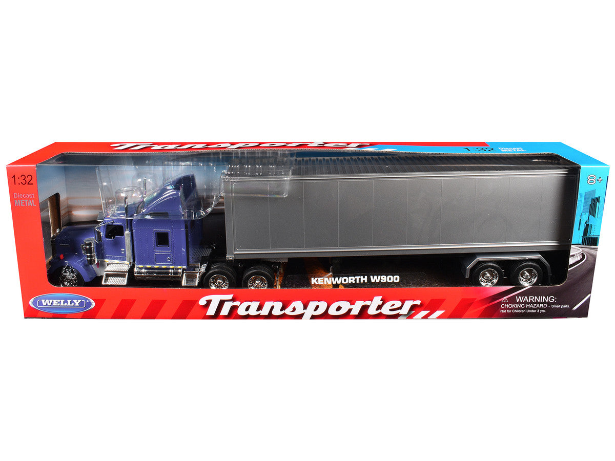 Kenworth W900 Truck Blue with Gray Container 1/32 Diecast Model by Welly by Welly