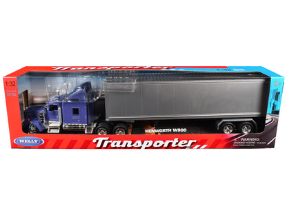 Kenworth W900 Truck Blue with Gray Container 1/32 Diecast Model by Welly by Welly