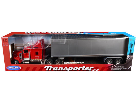 Kenworth W900 Truck Red with Gray Container 1/32 Diecast Model by Welly by Welly