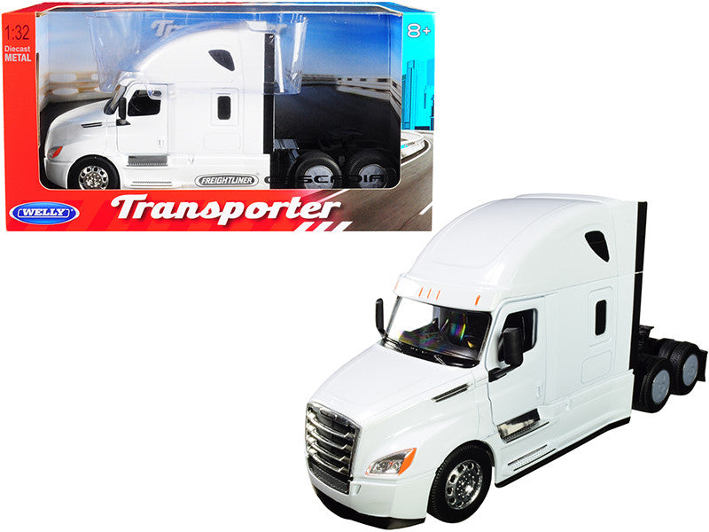 Freightliner Cascadia Truck White "Transporter" 1/32 Diecast Model by Welly by Welly