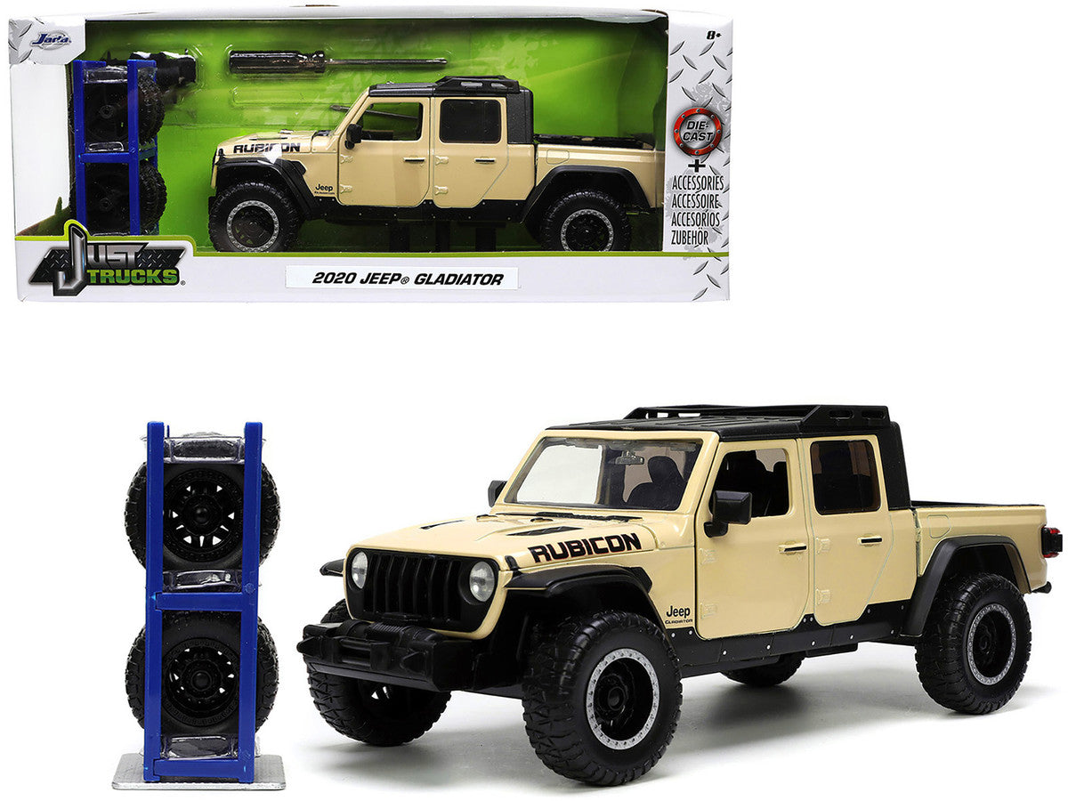 2020 Jeep Gladiator Rubicon Pickup Truck Cream with Roof Rack with Extra Wheels "Just Trucks" Series 1/24 Diecast Model Car by Jada by Jada