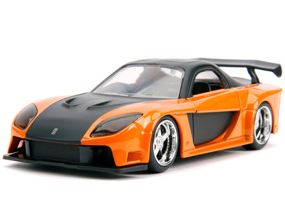 Han's Mazda RX-7 Orange Metallic and Matt Black and Toyota GR Supra Orange Metallic with Black Hood Set of 2 pieces "Fast & Furious" Series 1/32 Diecast Model Cars by Jada by Jada