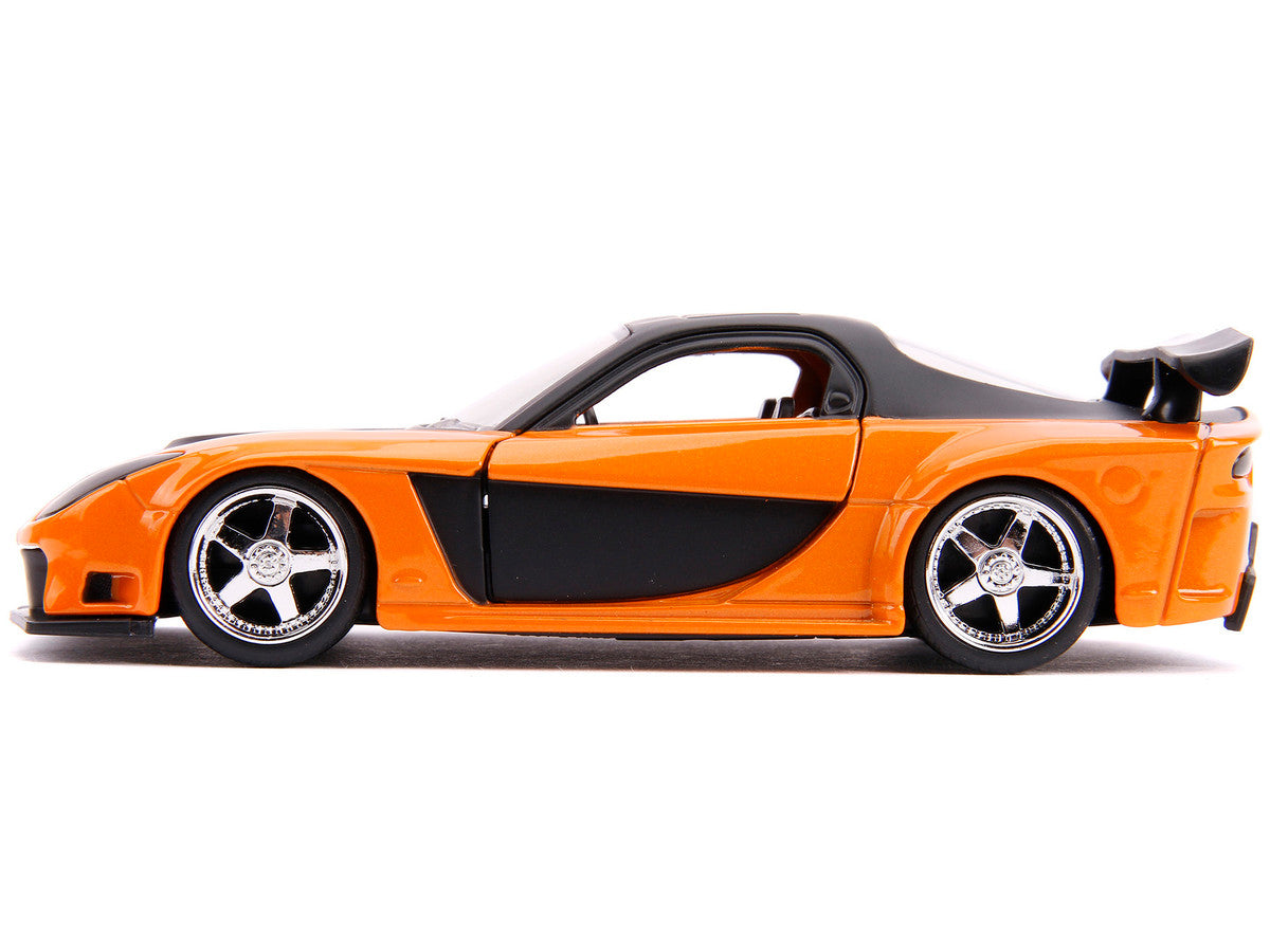 Han's Mazda RX-7 Orange Metallic and Matt Black and Toyota GR Supra Orange Metallic with Black Hood Set of 2 pieces "Fast & Furious" Series 1/32 Diecast Model Cars by Jada by Jada