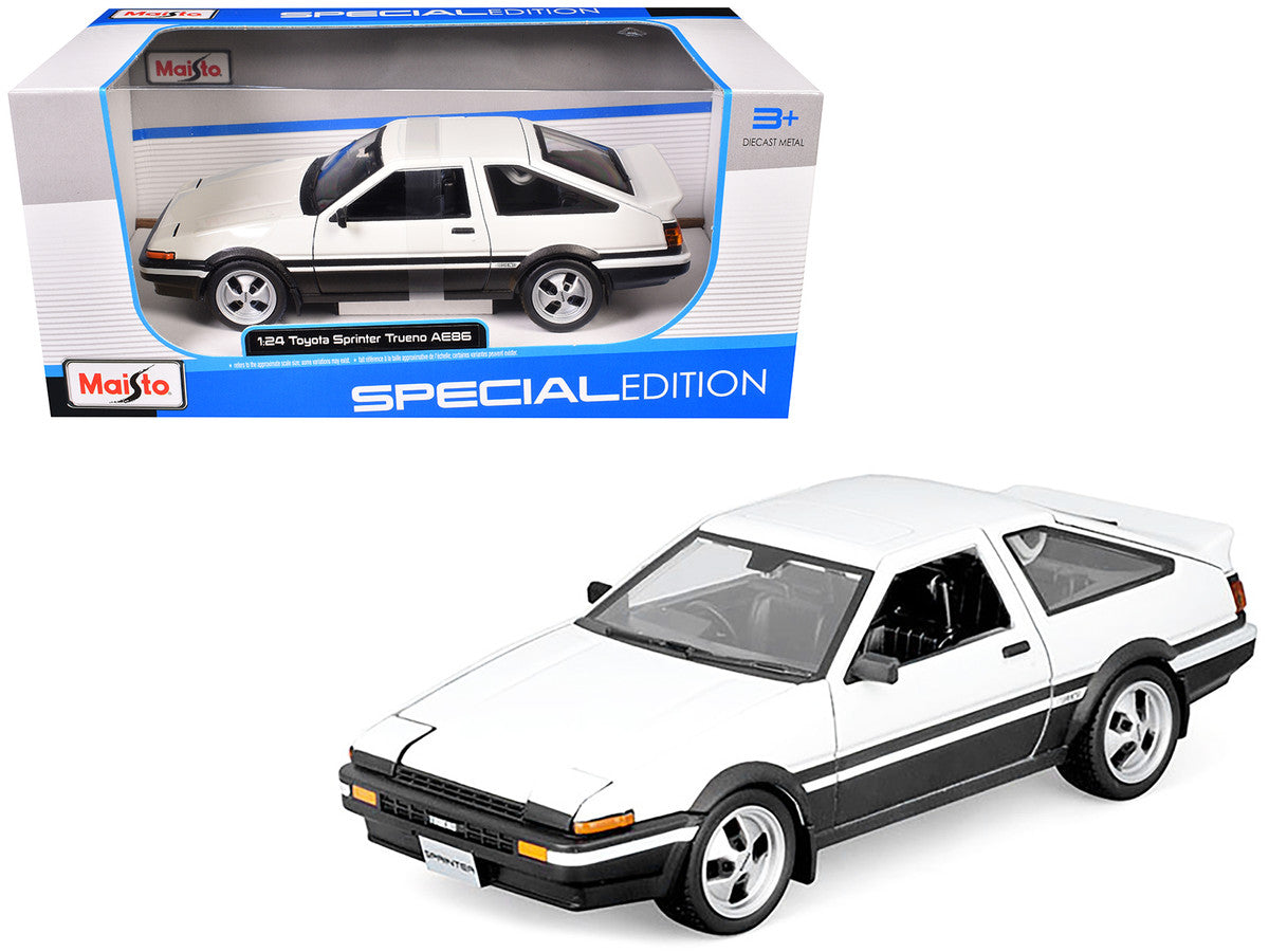 Toyota Sprinter Trueno AE86 RHD (Right Hand Drive) White with Black Stripes "Special Edition" Series 1/24 Diecast Model Car by Maisto by Maisto