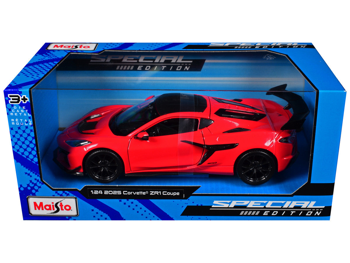 2025 Chevrolet Corvette ZR1 Coupe Red with Carbon Top "Special Edition" Series 1/24 Diecast Model Car by Maisto by Maisto