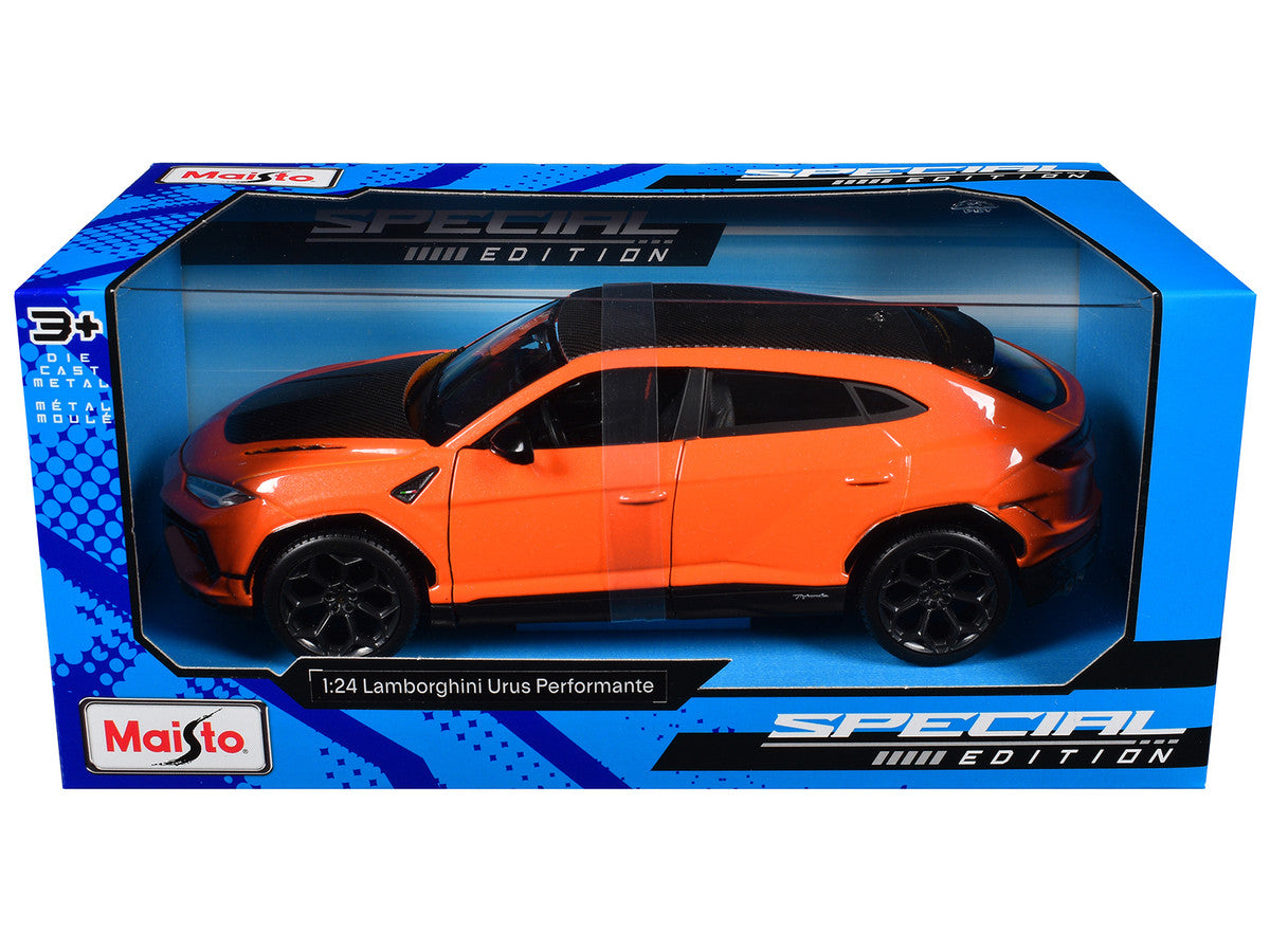 Lamborghini Urus Performante Orange Metallic with Carbon Hood and Top "Special Edition" Series 1/24 Diecast Model Car by Maisto by Maisto