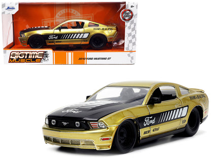 2010 Ford Mustang GT Gold Metallic with Black Graphics and Hood "Tom's Racing" "Bigtime Muscle" Series 1/24 Diecast Model Car by Jada by Jada