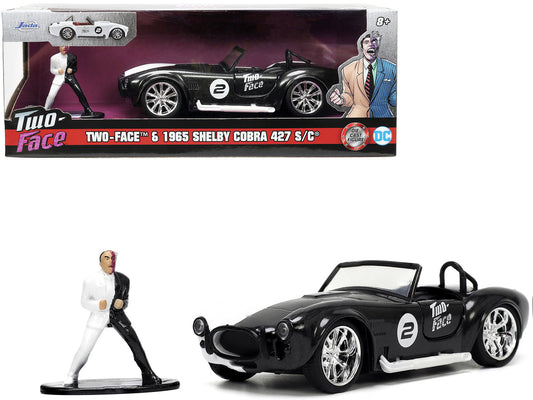 1965 Shelby Cobra 427 S/C #2 Black Metallic and White and Harvey Two-Face Diecast Figure "Batman" "Hollywood Rides" Series 1/32 Diecast Model Car by Jada by Jada