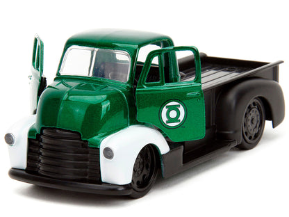 1952 Chevrolet COE Pickup Truck Green Metallic and Black and Green Lantern Diecast Figure "DC Comics" "Hollywood Rides" Series 1/32 Diecast Model Car by Jada by Jada