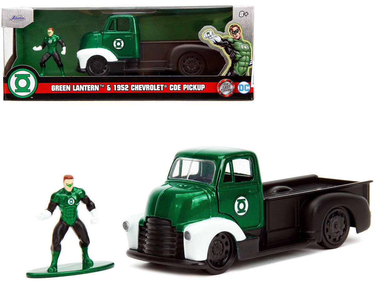 1952 Chevrolet COE Pickup Truck Green Metallic and Black and Green Lantern Diecast Figure "DC Comics" "Hollywood Rides" Series 1/32 Diecast Model Car by Jada by Jada