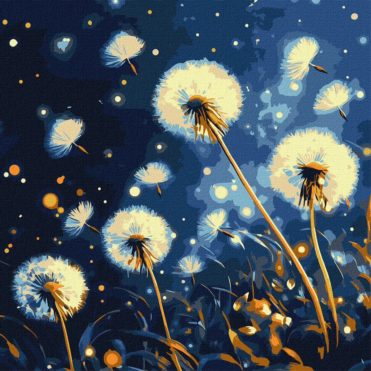 Flying Dandelions in the Evening Sky Painting by Numbers Kit by Ideyka KHO3314