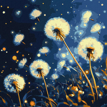 Flying Dandelions in the Evening Sky Painting by Numbers Kit by Ideyka KHO3314