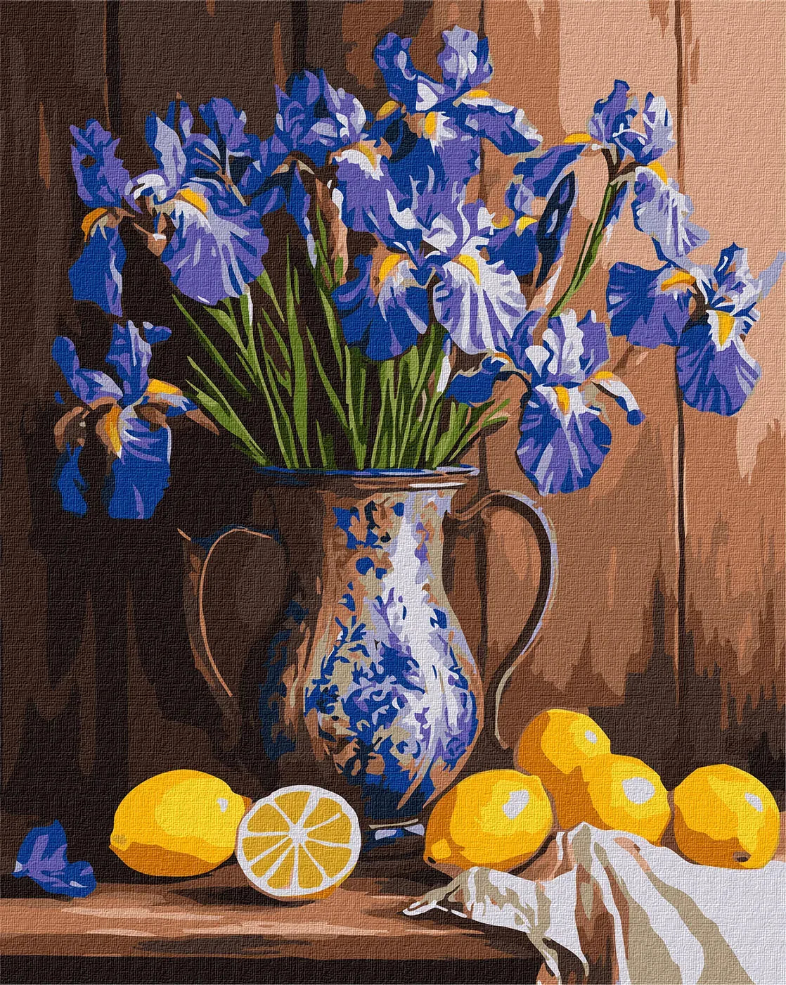 Irises in a Vase and Lemons Painting by Numbers Kit by Ideyka KHO3319