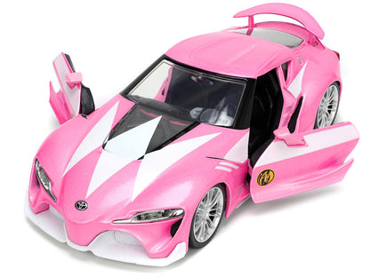 Toyota FT-1 Concept Pink Metallic and Pink Ranger Diecast Figurine "Power Rangers" "Hollywood Rides" Series 1/24 Diecast Model Car by Jada by Jada