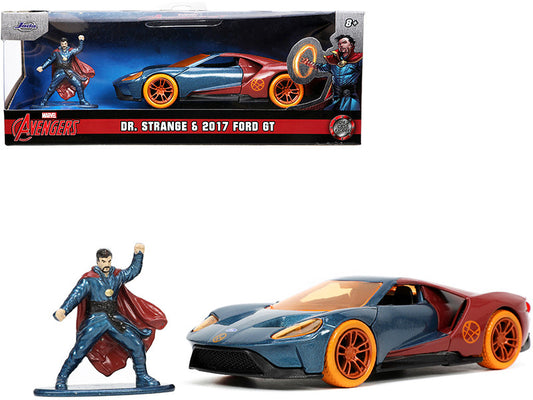 2017 Ford GT and Doctor Strange Diecast Figurine "Avengers" "Marvel" Series "Hollywood Rides" 1/32 Diecast Model Car by Jada by Jada