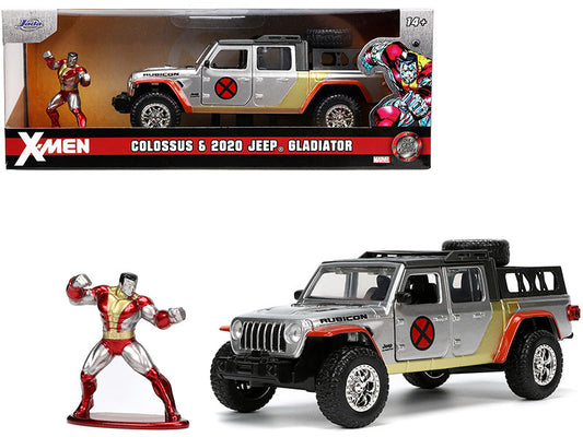 2020 Jeep Gladiator Pickup Truck Silver and Colossus Diecast Figurine "X-Men" Marvel "Hollywood Rides" Series 1/32 Diecast Model Car by Jada by Jada