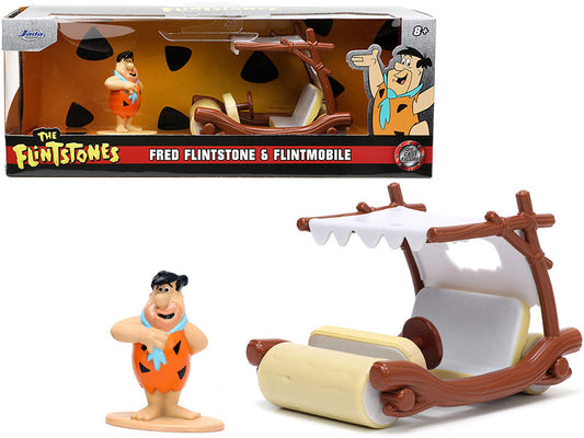 Flintmobile with Fred Flintstone Diecast Figurine "The Flintstones" "Hollywood Rides" Series 1/32 Diecast Model Car by Jada by Jada