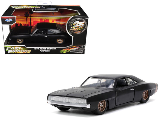 1968 Dodge Charger Widebody Matt Black with Bronze Tail Stripe "F9" (2021) Movie "25 Years of Fast & Furious" Series 1/32 Diecast Model Car by Jada by Jada