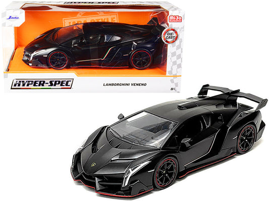 Lamborghini Veneno Matt Black "Hyper-Spec" Series 1/24 Diecast Model Car by Jada by Jada