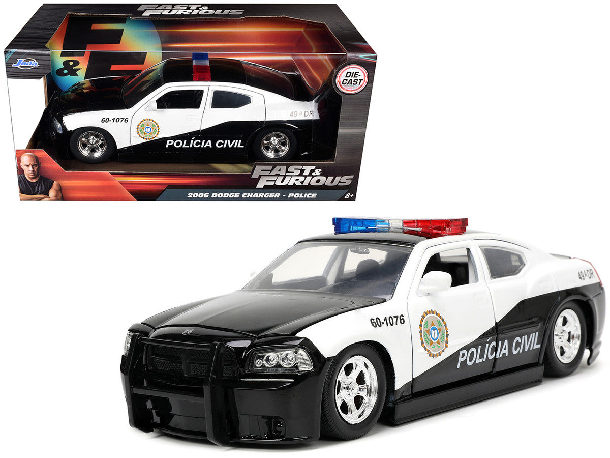 2006 Dodge Charger Police Black and White "Policia Civil" "Fast & Furious" Series 1/24 Diecast Model Car by Jada by Jada
