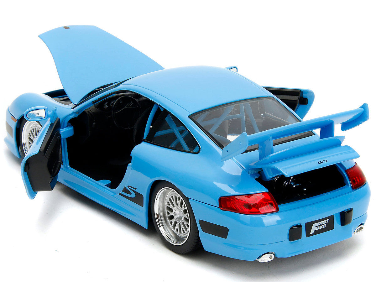 Porsche 911 GT3 RS Light Blue with Black Accents "Fast Five" (2011) Movie "25 Years of Fast & Furious" Series 1/24 Diecast Model Car by Jada by Jada