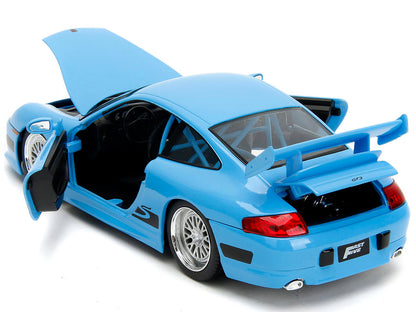 Porsche 911 GT3 RS Light Blue with Black Accents "Fast Five" (2011) Movie "25 Years of Fast & Furious" Series 1/24 Diecast Model Car by Jada by Jada