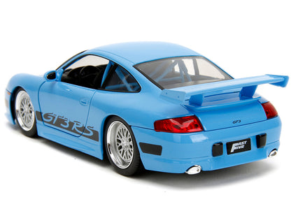 Porsche 911 GT3 RS Light Blue with Black Accents "Fast Five" (2011) Movie "25 Years of Fast & Furious" Series 1/24 Diecast Model Car by Jada by Jada