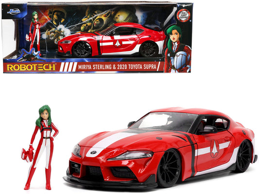 2020 Toyota Supra Red with Graphics and Miriya Sterling Diecast Figurine "Robotech" "Hollywood Rides" Series 1/24 Diecast Model Car by Jada by Jada