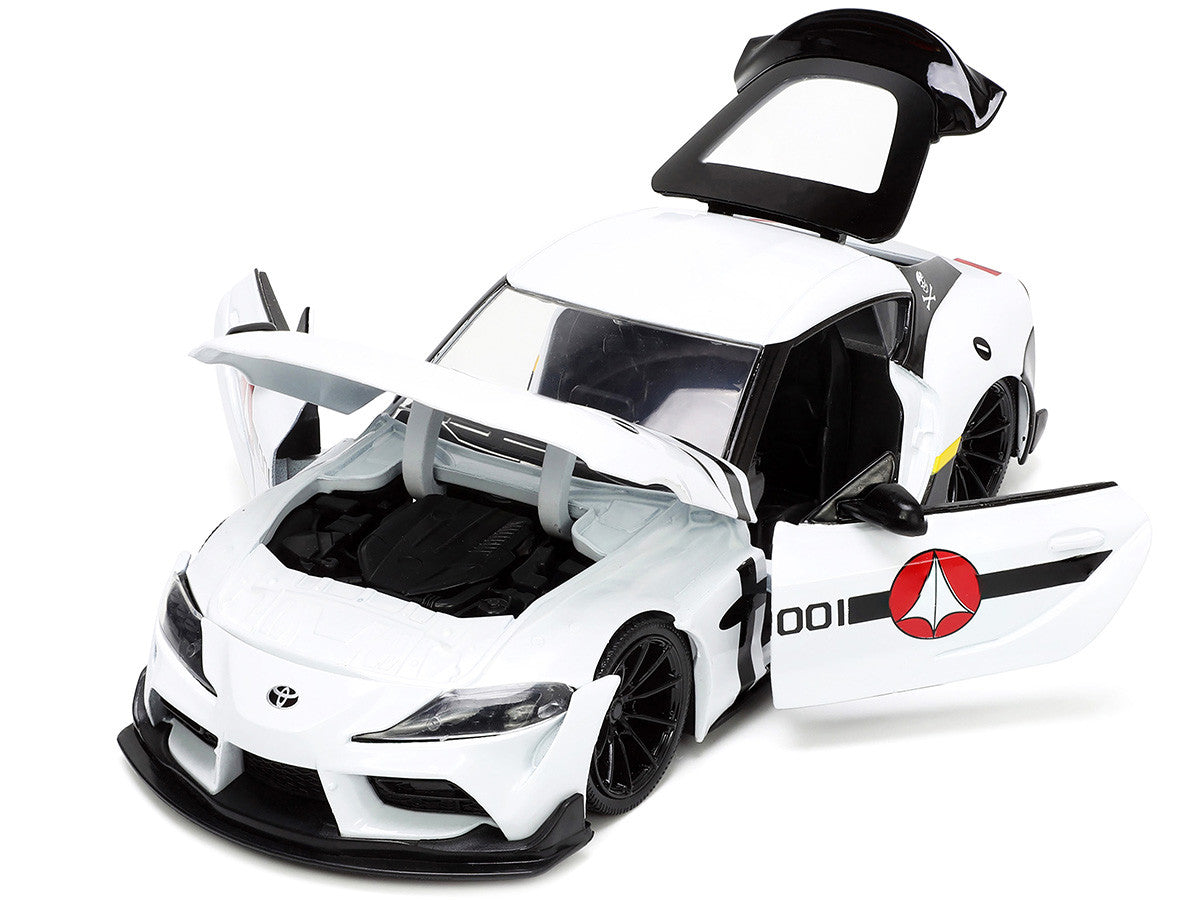 2020 Toyota Supra White and Roy Focker Diecast Figurine "Robotech" "Hollywood Rides" Series 1/24 Diecast Model Car by Jada by Jada