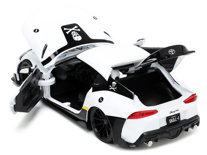 2020 Toyota Supra White and Roy Focker Diecast Figurine "Robotech" "Hollywood Rides" Series 1/24 Diecast Model Car by Jada by Jada
