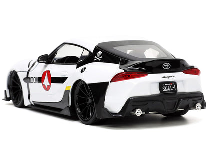 2020 Toyota Supra White and Roy Focker Diecast Figurine "Robotech" "Hollywood Rides" Series 1/24 Diecast Model Car by Jada by Jada