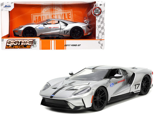 2017 Ford GT #17 Silver Metallic with Black Stripes "Ford Performance" "Bigtime Muscle" Series 1/24 Diecast Model Car by Jada by Jada